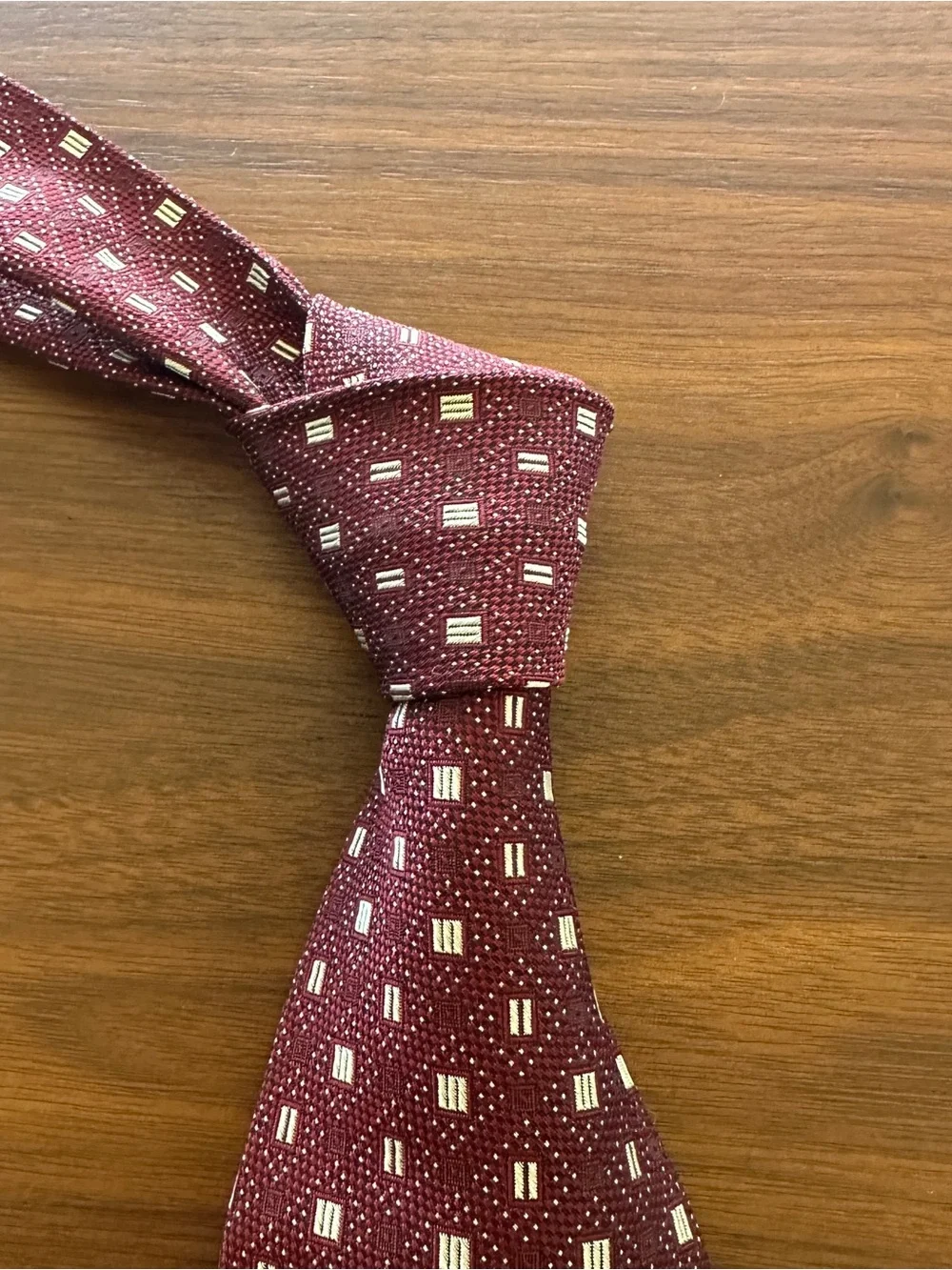 Polo by Ralph Lauren Maroon Geometric Silk Tie